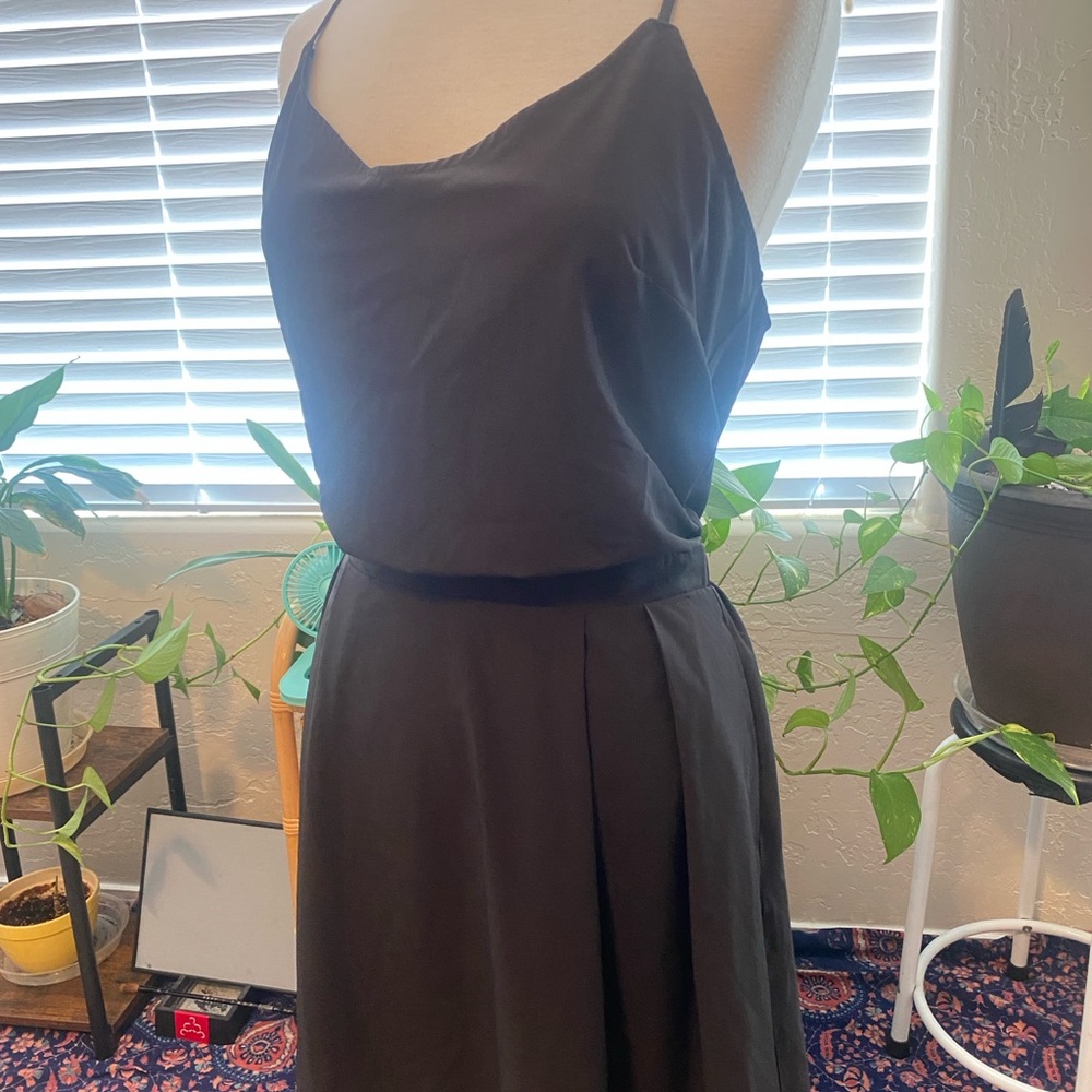 Sporty  Black Spaghetti Strap Dress knee length NEW